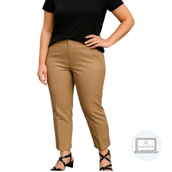 Chicos Womens Juliet Ankle Pants Dakota Wheat Stretch Ponte Knit Size 2 | L - Picture 1 of 14